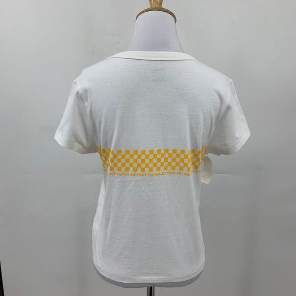 Vans Tee Shirt Womens S White/Yellow Baby Checkerboard Cotton Graphic Crew Neck - Picture 7 of 16